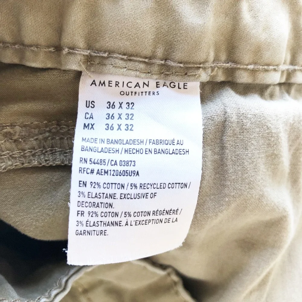 American Eagle Pants Mens 36x32 Flex Original Straight Khaki Tan Chino Jeans